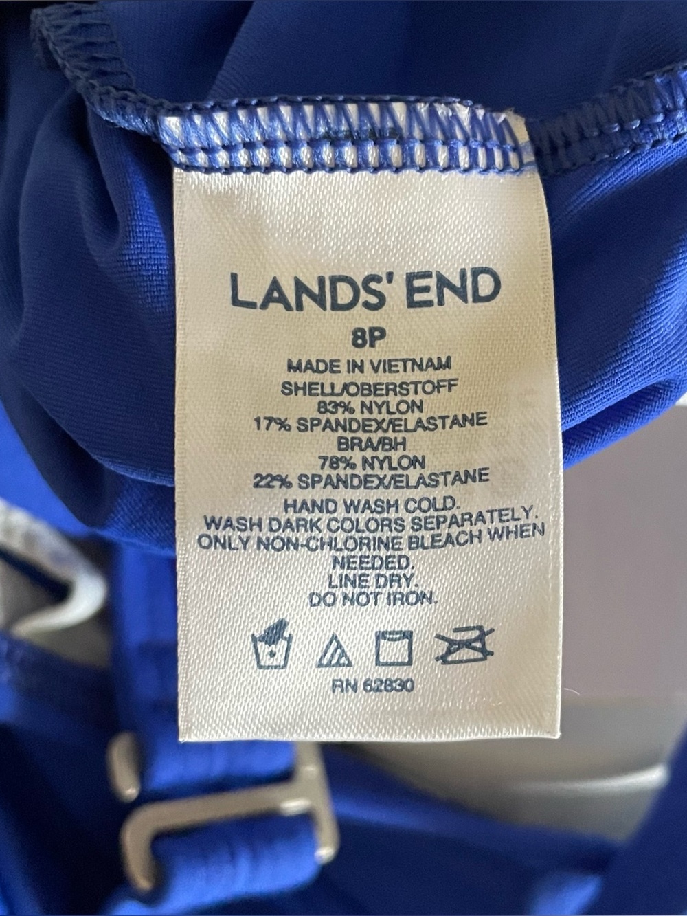 Lands’ End Blouson Tankini Swim Top Women’s 8 Petite Blue Padded y2k Racerback - Picture 10 of 13